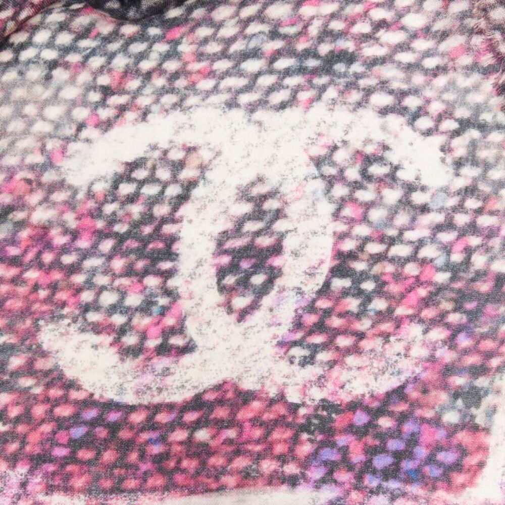 Chanel cashmere CC tweed texture print scarf - Picture 2 of 6